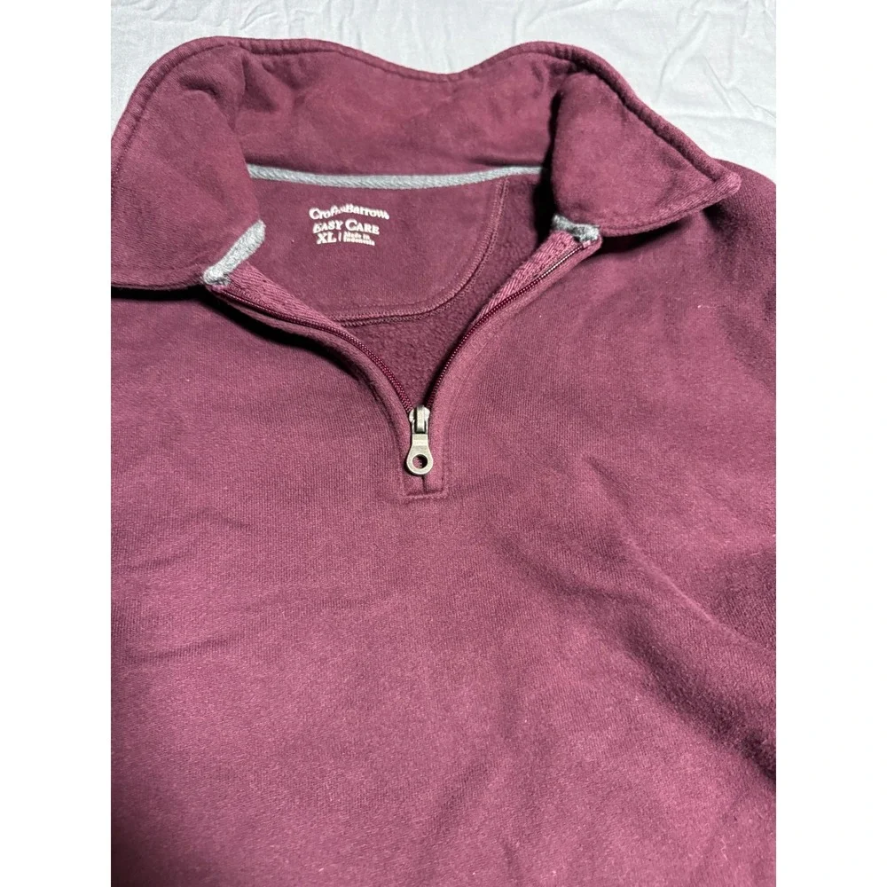 Croft & Barrow Quarter Zip Sweatshirt Mens XL Burgundy Good Easy Care Fleece